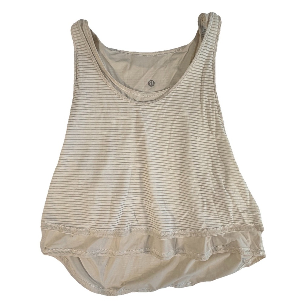 Lululemon Tank Women's Sz 6 Cream Athletics Lean In Double Layer